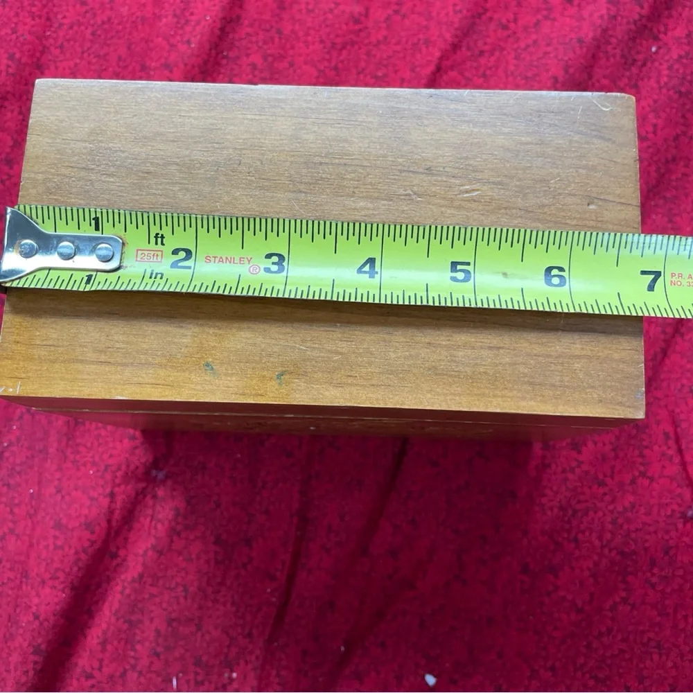 Wooden‎ Box with Floral Basket Carving Design 7x5x3.5 in